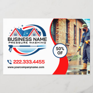 Red Blue Power Wash House Cleaning Services Flygblad