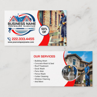Red Blue Power Wash House Cleaning Services Visitkort