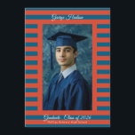 Red & Blue Preppy High School Photo Graduate Meddelande<br><div class="desc">Part of Grad Collection - Add your custom matching envelope, stickers, and more Announce your graduate’s achievement with this retro and preppy graduation announcement card. Featuring a modern photo layout and clean typography, this design is perfect for high school graduates celebrating the Class of 2026. Fully customizable with your own...</div>