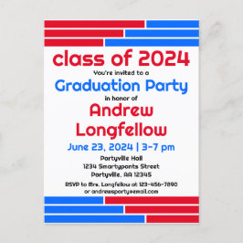 Red & Blue Pub Studentfest Inbjudan Vykort