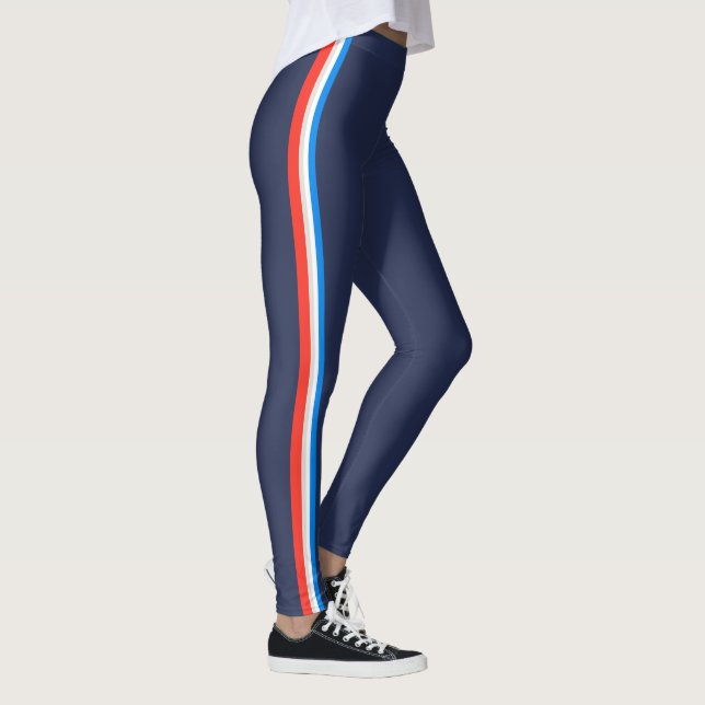 Red Blue Rand Simple Snyggt Navy Blue Leggings (Höger)