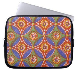Red Blue Rustic Colorful Circle Egypten Art Mönste Laptop Sleeve