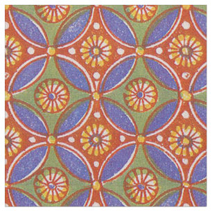 Red Blue Rustic Colorful Circle Egypten Art Mönste Tyg
