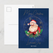 Red Blue Santa Elegant Retro Vintage jul