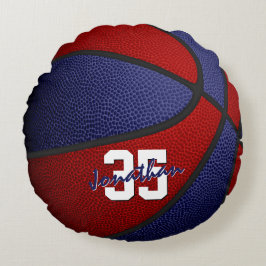 Red blue school färg-pojkar, basketbollsskugga rund kudde