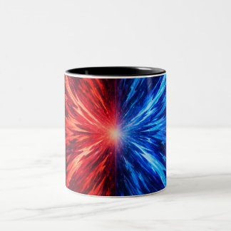 red blue shirt, abstract explosion shirt, energy b Två-Tonad mugg