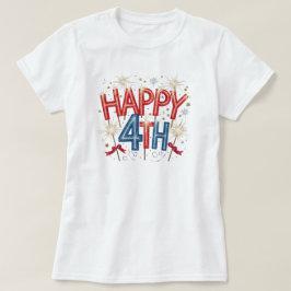 Red & Blue Sparkler 4:e juli Firande T Shirt