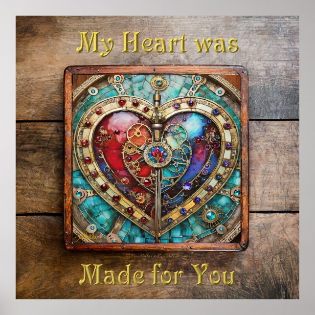 Red & Blue Stached Glass Heart Steampunk Series Poster (Framsidan)