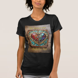 Red & Blue Stached Glass Heart Steampunk Series T Shirt
