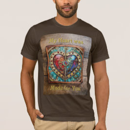 Red & Blue Stached Glass Heart Steampunk Series T Shirt