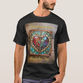 Red & Blue Stached Glass Heart Steampunk Series T Shirt