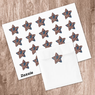 Red & Blue Stars & Rand USA American Flaggor Stjärnformat Klistermärke