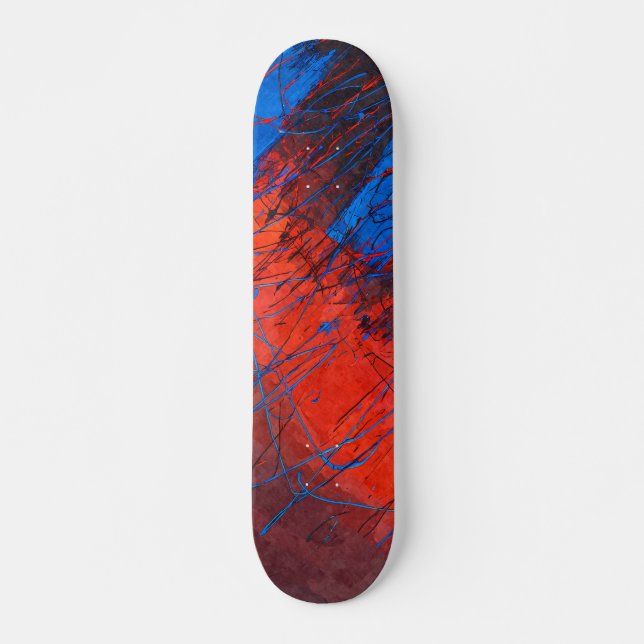 Red Blue Static Grunge Skateboard (Framsida)