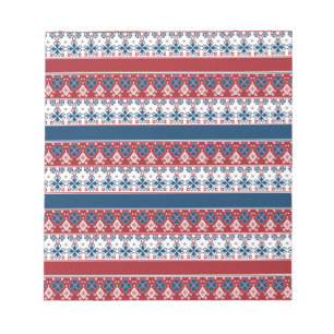 Red Blue Stripe Norska Mönster Anteckningsblock
