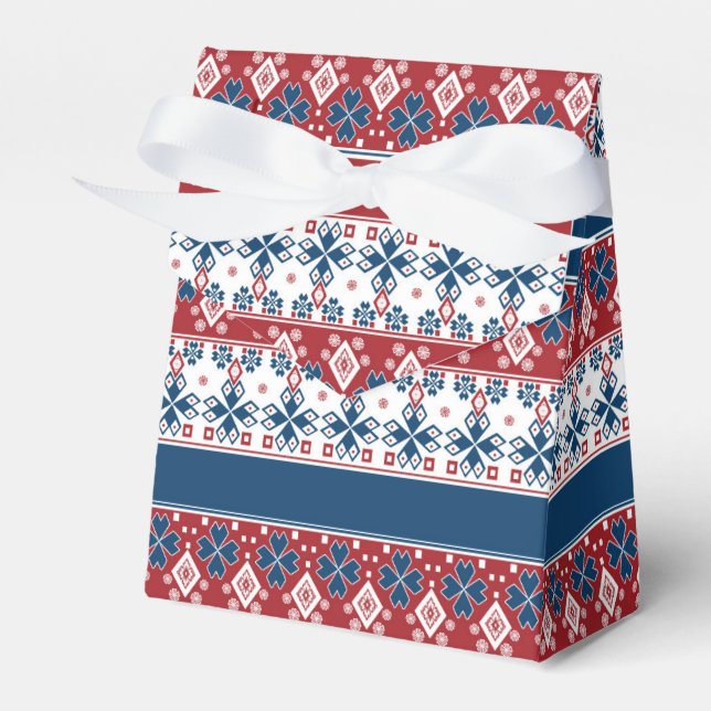 Red Blue Stripe Norska Mönster Presentaskar (Framsidan Sidan)