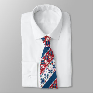 Red Blue Stripe Norska Mönster Slips