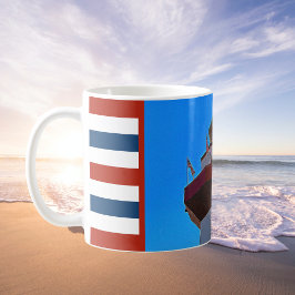 Red & Blue Striped Hilton Head Lighthouse Kaffemugg