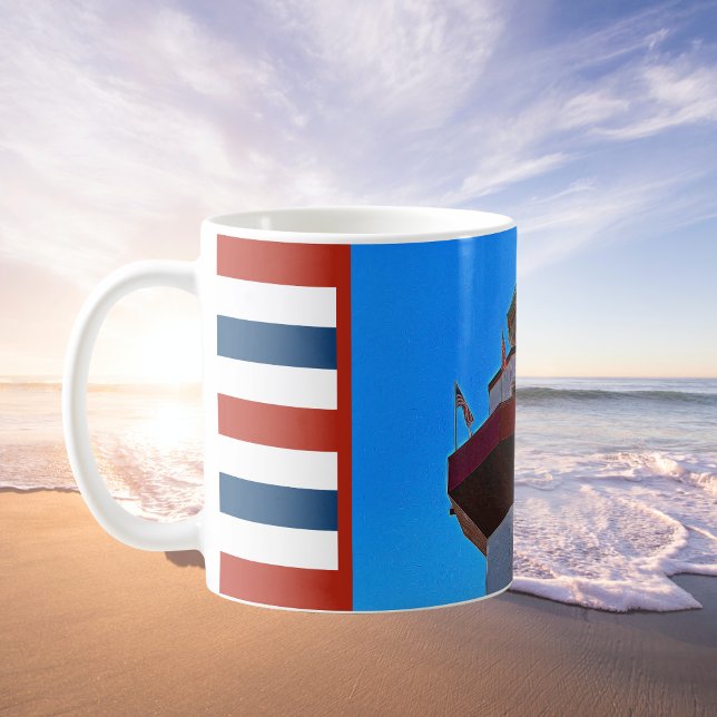 Red & Blue Striped Hilton Head Lighthouse Kaffemugg (Skapare uppladdad)