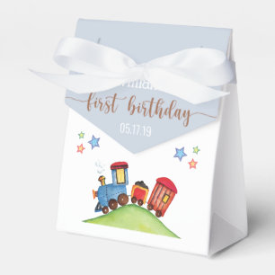 Red Blue Tåg 1:a födelsedag Party Tack favör Presentaskar