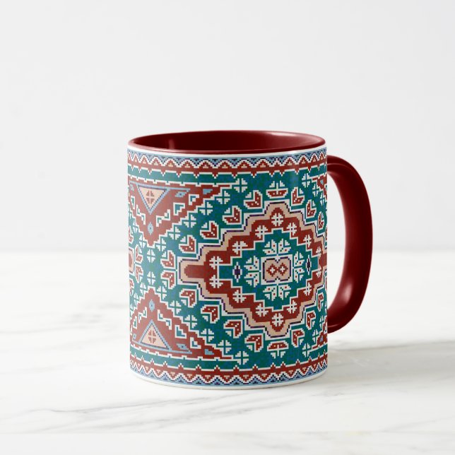 Red Blue Teal Native Indian Navajo Mugg (Framsida höger)