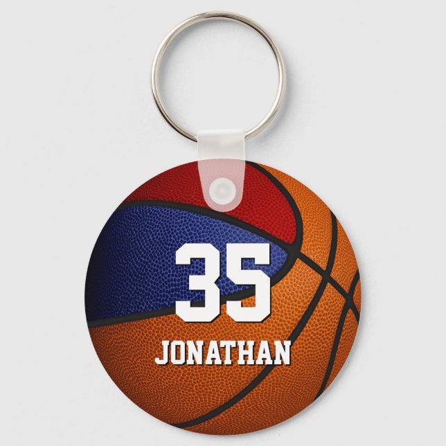 Red blue team färg basketball party favors nyckelring (Framsida)