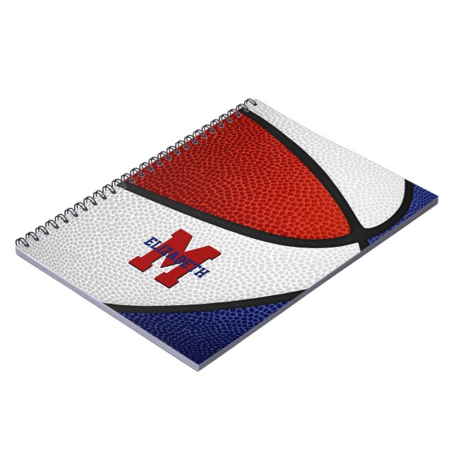 Red blue team färg-pojkar basketboll anteckningsbok (Vänstra Sidan)
