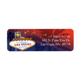 Red + Blue Unique Las Vegas Bröllop Adress Returadress Etikett