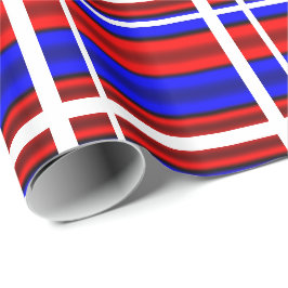 Red & Blue Vågrät Rand Presentpapper