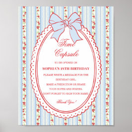 Red & Blue Vintage Fancy Floral Time Capsule Game Poster