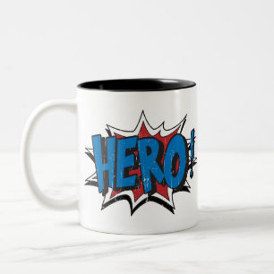 Red & Blue Vintage Hero Graphic Toppen Heroes Cli Två-Tonad Mugg