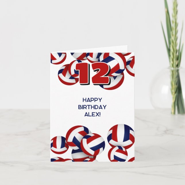 Red Blue volleybollar Barsport grattis på födelsed Kort (Framsida)