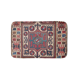 Red Blue Westernare Santa Fe Cowboy Ornate Badrumsmatta