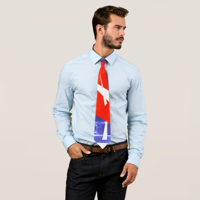 Red Blue White Abstrakt Art Tie Slips (In Situ)
