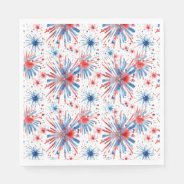 Red Blue White Fireworks Napkin Pappersservett