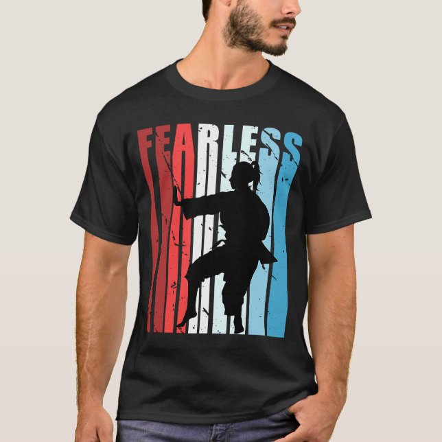 Red Blue White Karate Fierce Girls Birthday Compet T Shirt (Framsida)