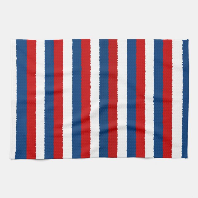 Red Blue White Mönster Kökshandduk (Horisontell)