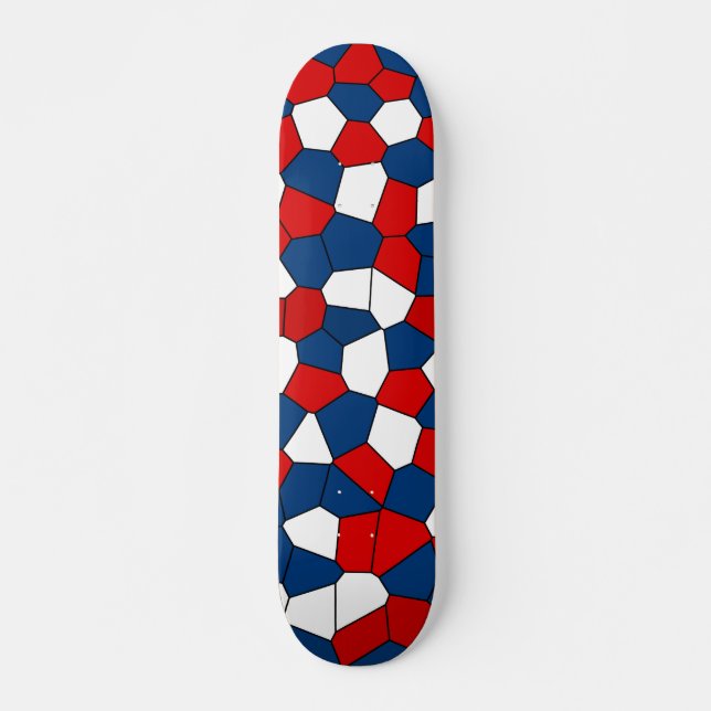 Red Blue White Mönster Skateboard Bräda 20 Cm (Framsida)