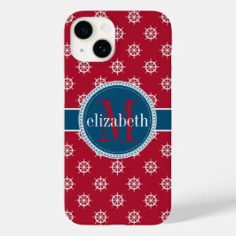 Red Blue White Nautical Frakt Hjul Monogram