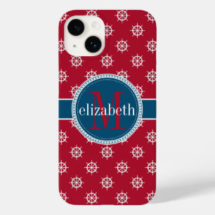 Red Blue White Nautical Frakt Hjul Monogram