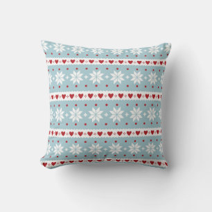 Red, Blue White Nordic Stil Whimsical Mönster Cus Kudde