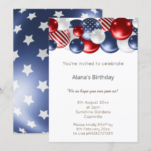 RED BLUE WHITE PATRIOTIC BALLOON 2 BIRTHDAG INBJUDNINGAR