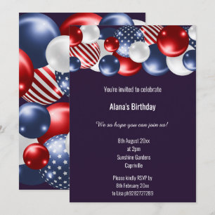 RED BLUE WHITE PATRIOTIC BALLOON BIRTHDAY 2 INBJUDNINGAR