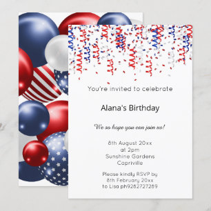 RED BLUE WHITE PATRIOTIC STREAMERS BIRTHDAY INBJUDNINGAR