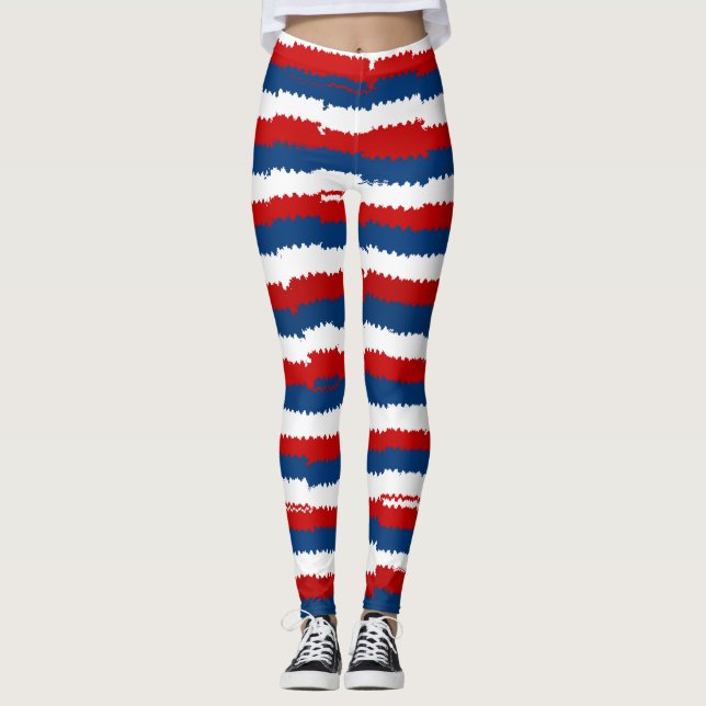 Red Blue White Rand Leggings (Framsida)
