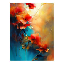 Red Blue White Teal Cream Flowers BeSnyval