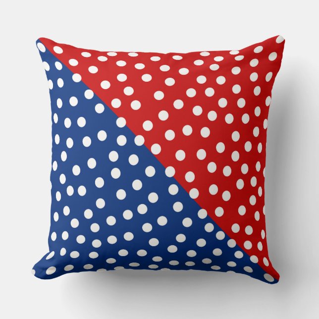 RED & BLUE WITH WHITE POLKA DOTS KUDDE (Framsida)