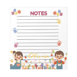 Red Blue Yellow Playful Kids Personalized Notepad Anteckningsblock