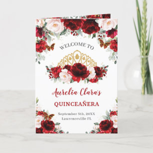 Red Blush Floral Gold Quinceañera-order av händels Program