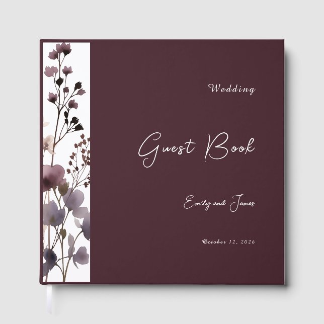 Red Blush Floral Wedding Elegant Gästböcker (Framsida)