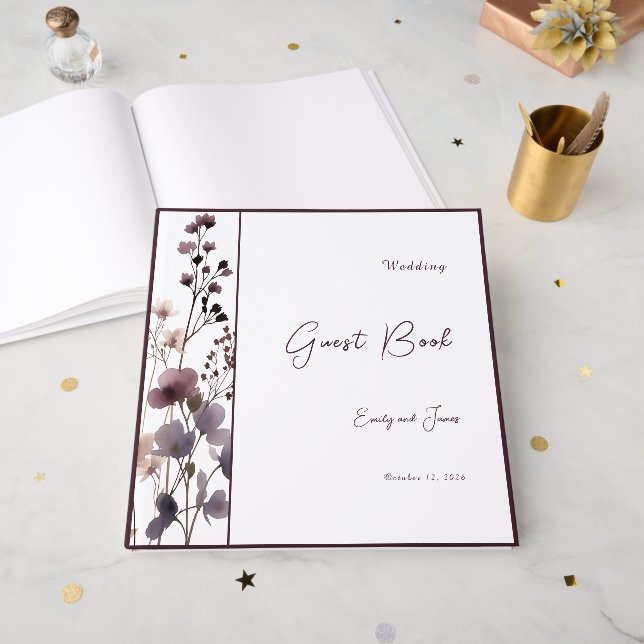 Red Blush Floral Wedding Elegant Gästböcker (Framsidan öppen)